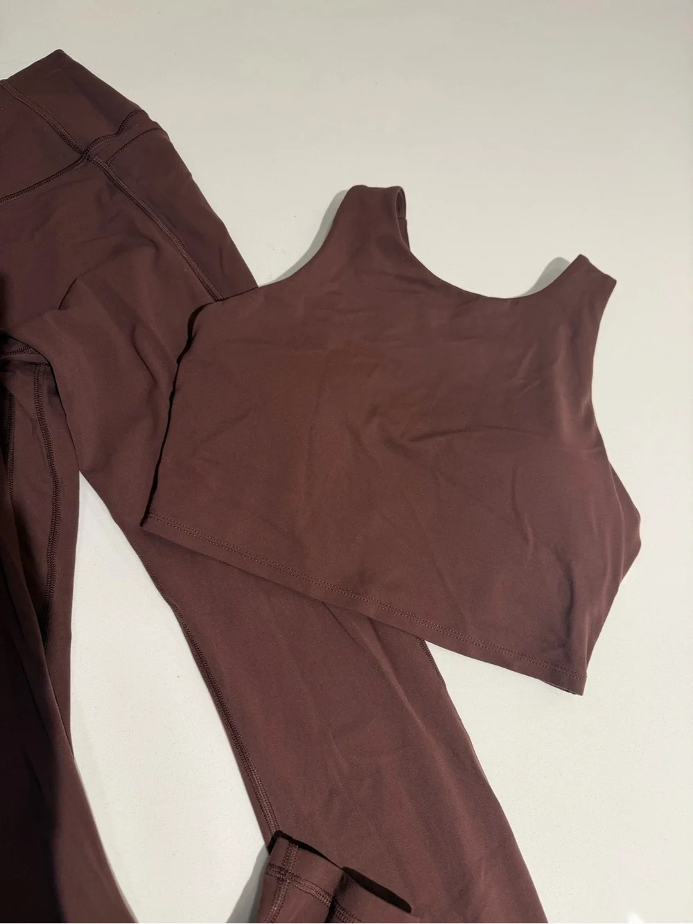 Buttery Soft Brown Workout Set | Matching Leggings + Crop Tank Small - Picture 3 of 4